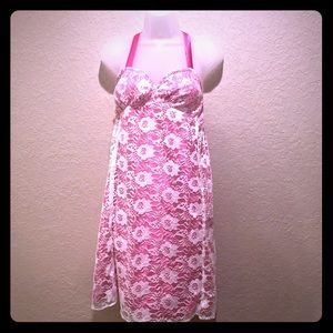 {Vintage} Unique pink/cream lace push-up lingerie